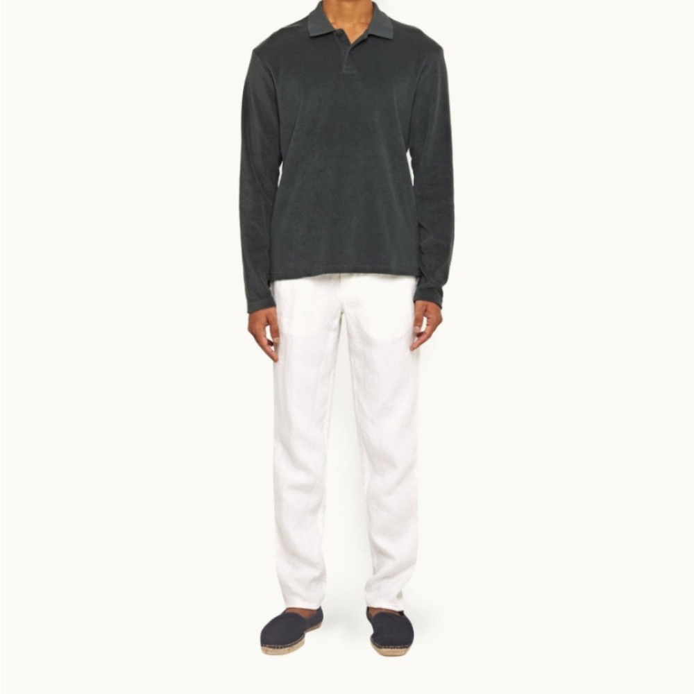 NEW NWT orlebar brown griffon linen trousers white 30 vacation beach festival